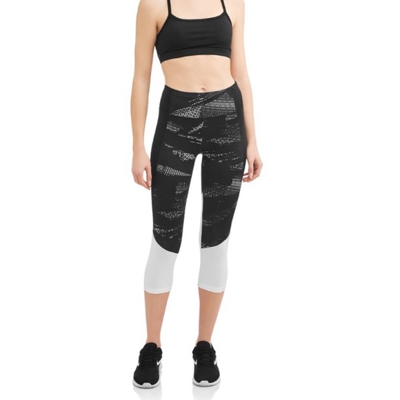 NWOT ATHLETIC WORKS DriWorks Black Gray White Crop Workout Pants Leggings Sz M - Picture 6 of 10